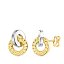 Pendientes dos aros de oro bicolor 18k diseño griego